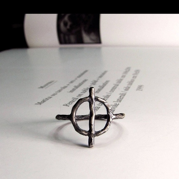 Alchemy SALT Symbol Handmade Artisan Solid Sterling Silver Alchemist Ring - Picture 5 of 6